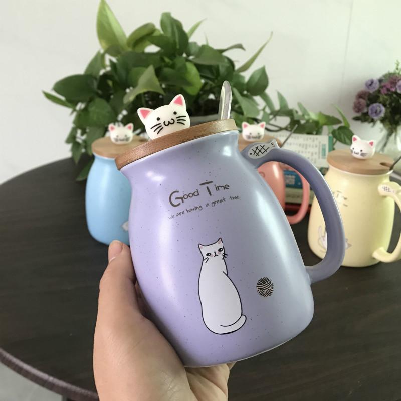 High Looking Cute Cat Mug Water Cup Creative Ceramic Spoon Office Home Use Men and Women Drinking Water Cup