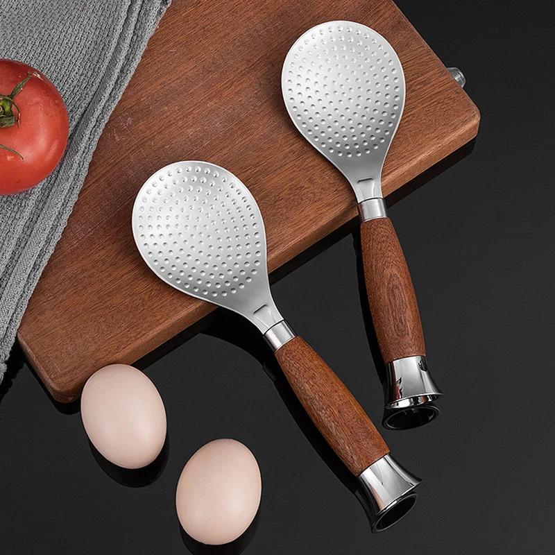 Japanese-style Non-stick Rice Spoon Thickened Wooden Handle Rice Scoop Standing Design Household Restaurant Kitchen Gadgets