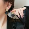 Double Layers Big Square Black Rhombus Metal Fold Drop Earrings Trendy Geometry Sequins Statement Brincos for Women Jewelry