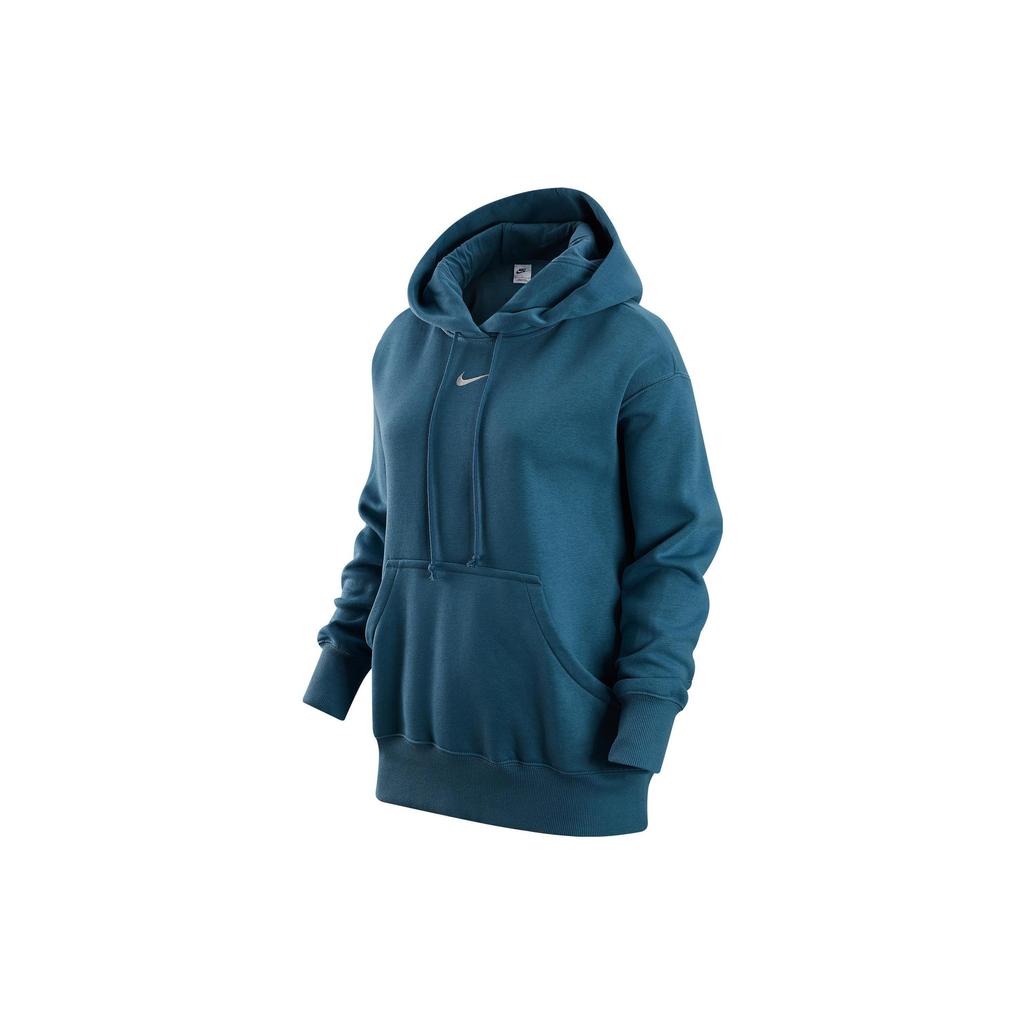 Nike Solid Color Logo Print Drawstring Hoodie Women Hoodies Blue DQ5861-440