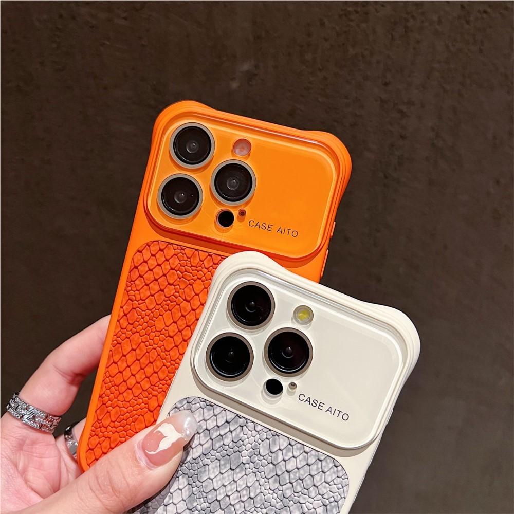 Большое Окно Текстура Кожи Змеи Чехол для Телефона Для Для Iphone 17 16 1 14 Pro Max Защита Камеры Матовый Ударопрочный Бронированный Чехол