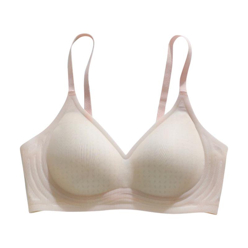 Langsha underwear women's summer thin ice silk breathable and seamless small breasts gather bras without steel rings