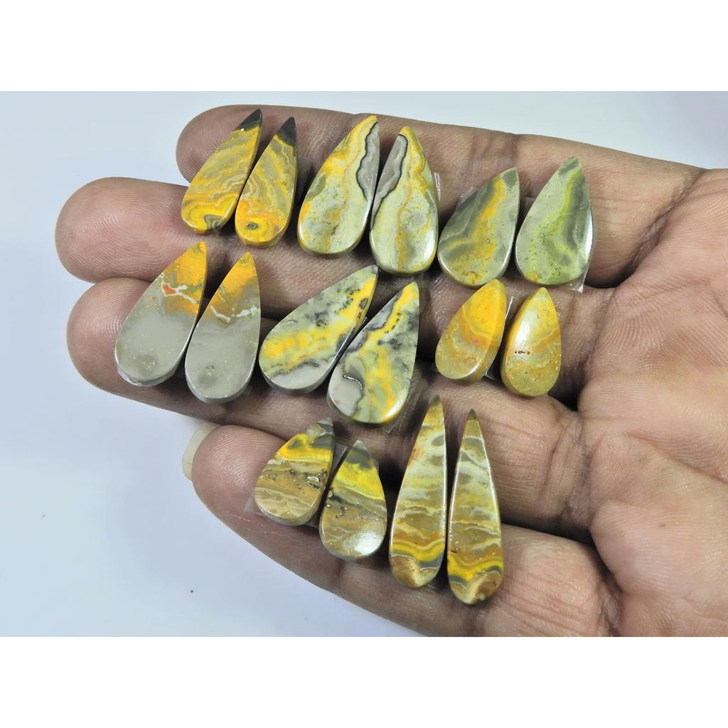 15-23 MM Natural Bumble Bee Jasper Pair Pear Cabochon Gemstone 08 Pair Lot C-762