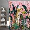 Леопардовая Цветочная Розовая Шторка для Душа, Декоративная Шторка для Душа для Ванной Комнаты, Водонепроницаемая Шторка для Душа с Крючками