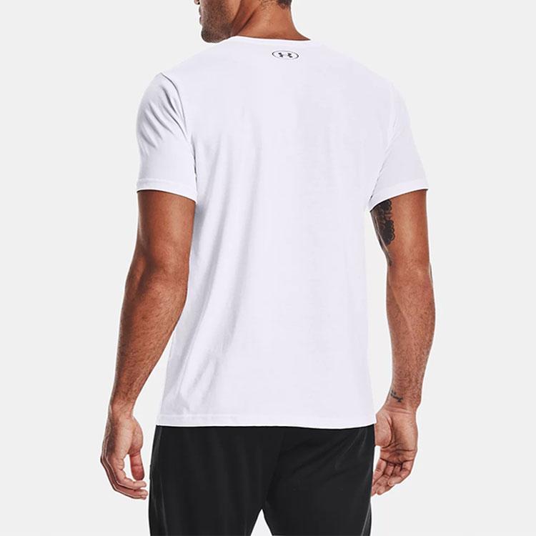 Under Armour Logo Print Solid Color Crew Neck T-Shirt Men Tops White 1361672-100