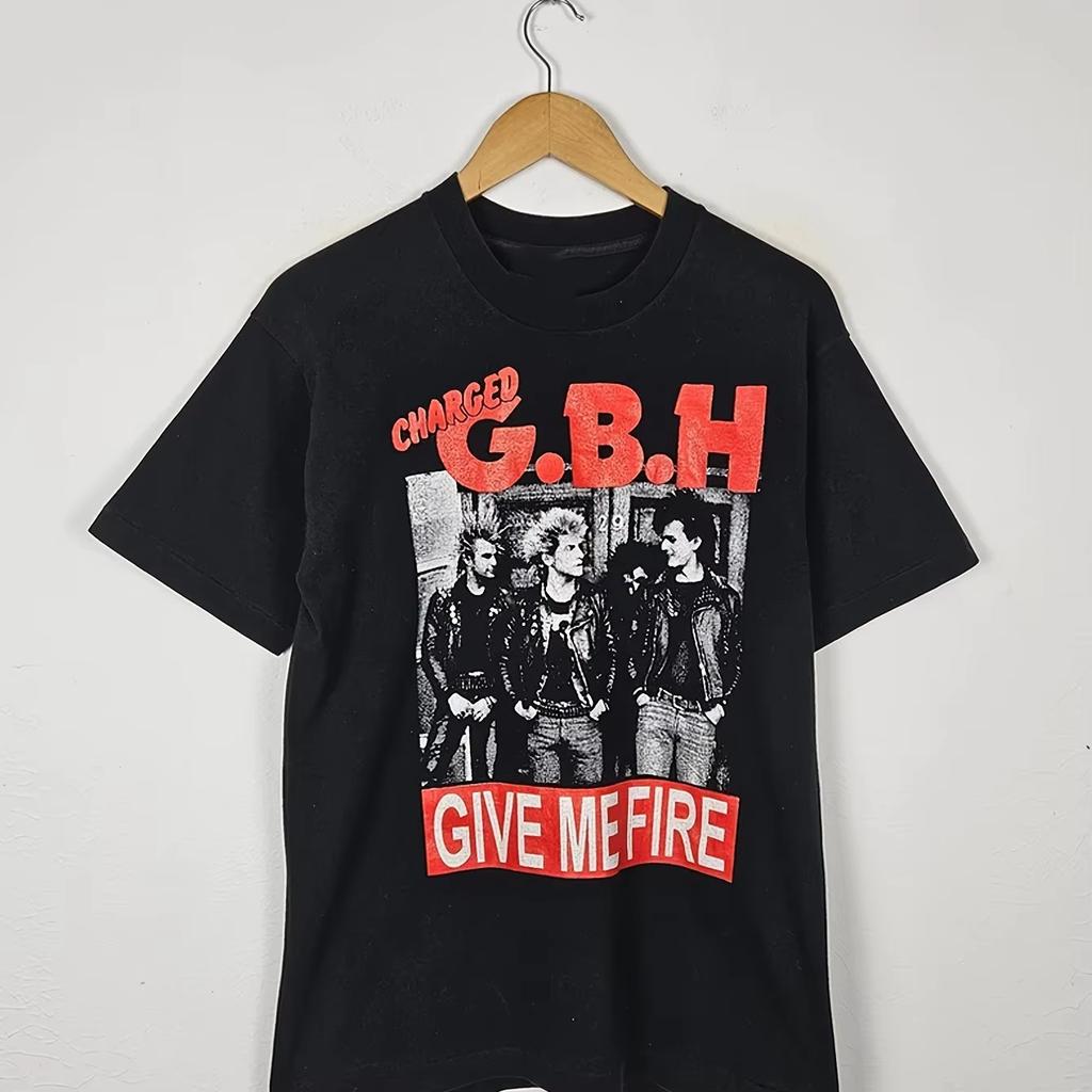 GBH Give Me Fire Punk Rock Graphic TShirt for Men women Black Short Sleeve Crew Neck All Sizes Machine Washable Casual Wear