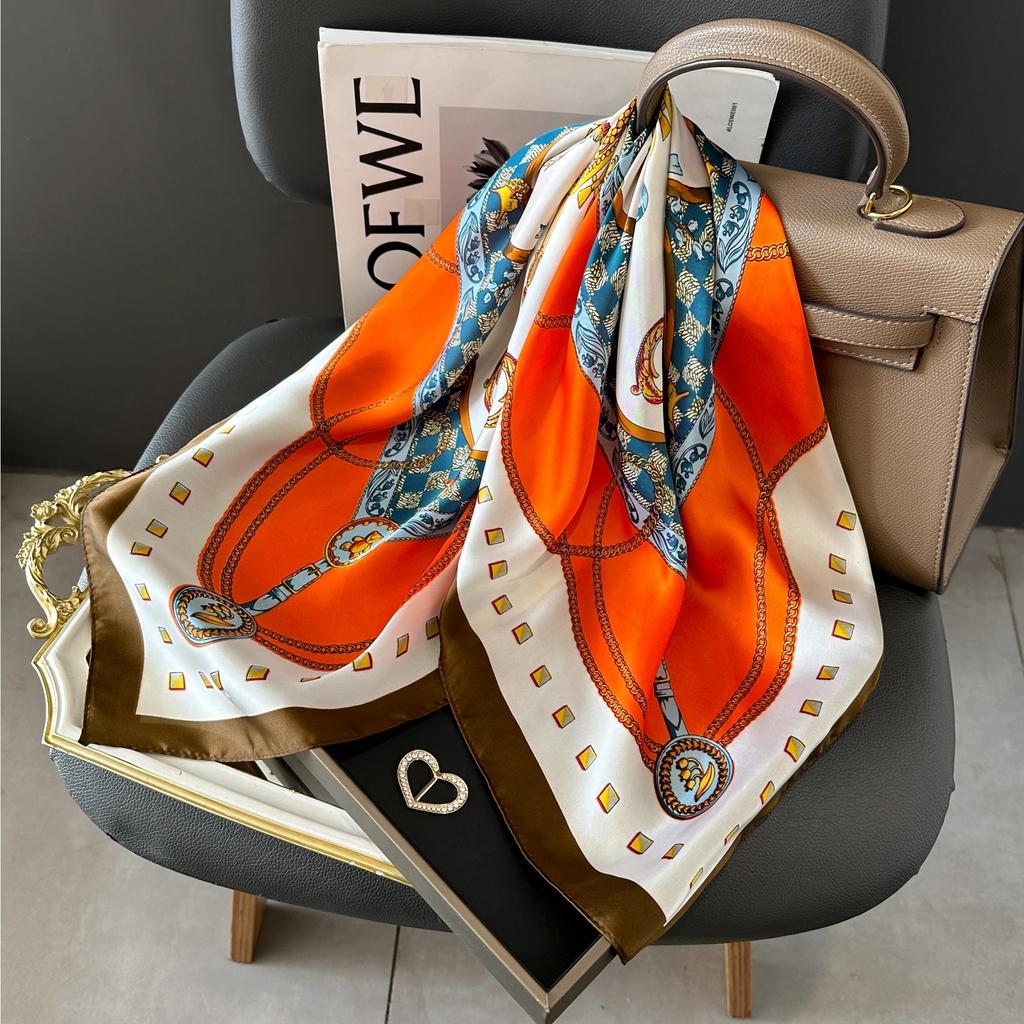 Luxury Square Silk Scarf for Women Hijab Hair Bands Neckerchief Female Satin Shawl Ribbon Headband Fashion Wraps Bandana