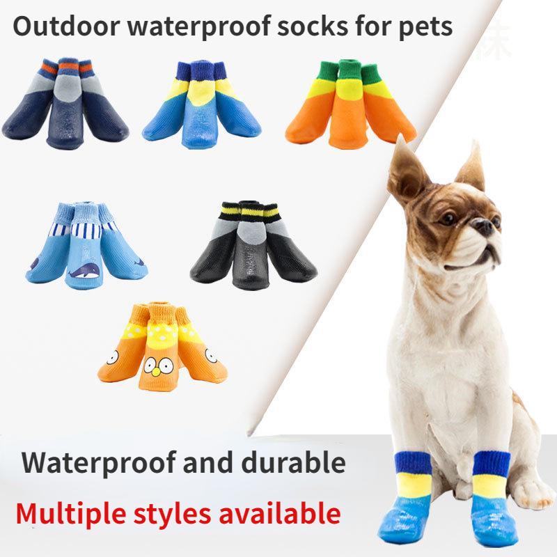 Обувь для маленьких собак, носки, однотонный дизайн, 4 шт./компл., непромокаемая обувь для собак, повседневная осенне-зимняя сетчатая обувь для собак маленьких и средних размеров