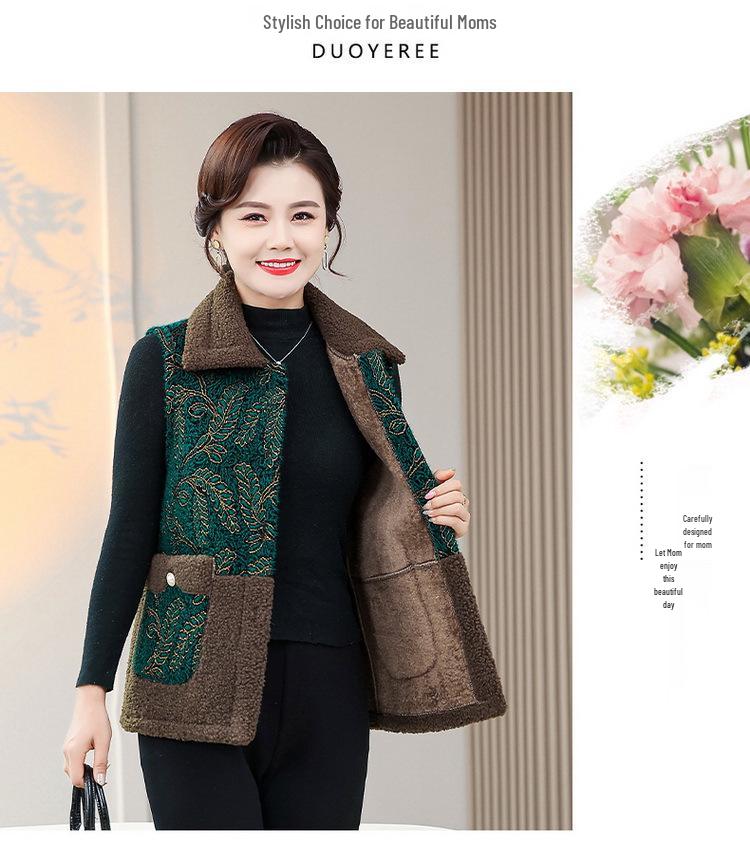 Женский жилет-шаль на флисовой подкладке - Зимняя шерсть, Стиль для среднего и пожилого возраста