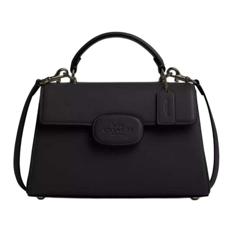 Coach Элиза Утонченная Кожаная Сумка Через Плечо Большая Женская Черная