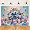 Party Decorative Background with Cartoon Rainbow Theme, Colored Balloon Background Screen, Children's Photography Supplies, Banners and Accessories