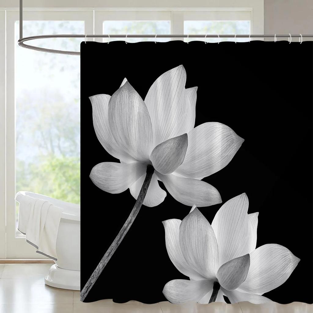 Набор штор для душа с цветами Орхидея Бирюзовый Роза Растение Цветочный Принт Листья Декор для ванной Тканевая занавеска для ванны Аксессуары для ванны Крючок