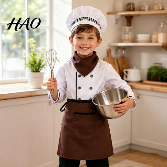 Little Chef Cooking Set Kids Costume for Boys And Girls, Comfortable Outfit with Adjustable Apron Hat Role Play Baking Activities Stage Performance
