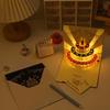 3D Поздравительная открытка-торт на День Рождения со светодиодной подсветкой, Выдвижная открытка, Включает конверт, Открытку и Карточку для пожеланий