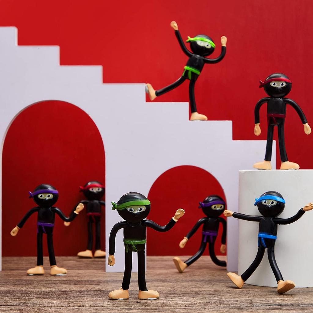 Hungdao 24 шт. Гибкие игрушки-ниндзя для мальчиков и девочек, Гибкие фигурки ниндзя, Гибкие игрушки, Сувениры для вечеринки в стиле ниндзя, Игрушки для вечеринки в честь дня рождения, Подарок