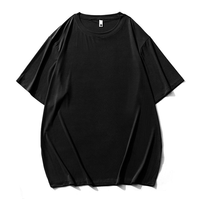 Ice Silk T-shirt Men's Sports and Leisure Quick Drying Elastic Plus Size Round Neck Half Sleeved Top