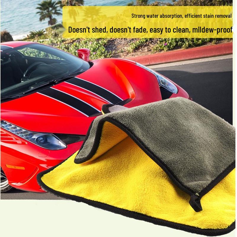 Двухцветное влаговпитывающее полотенце из кораллового флиса для чистки автомобиля, двустороннее, с возможностью нанесения логотипа