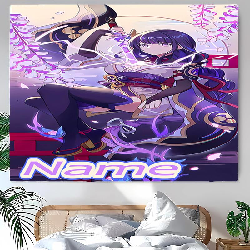 Personalized Genshin Impact Balzebub Background Tapestry,Custom Name Birthday Party,Multifunctional Wall Decoration for Home Decor,Various Occasions