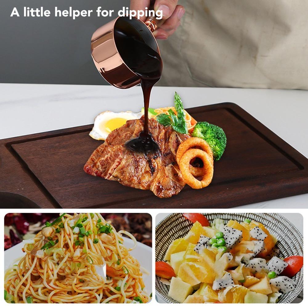 Rustless Steel Sauce Cup with Handle Round Smooth Inner Wall Hold Cup Dressing Vessel Cafe