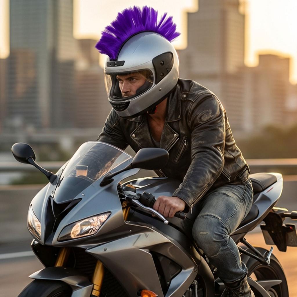 Motorcycle Helmet Decorative Wig, European And American , Suitable For Both Men And Women Riders, Mohawk/cockscomb , Funny Prop And Headwear For Event