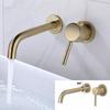 Concealed Basin Faucet Wall Mounted Hot and Cold Mixer Solid Brass 360 Swivel Spout Bathroom Water Tap