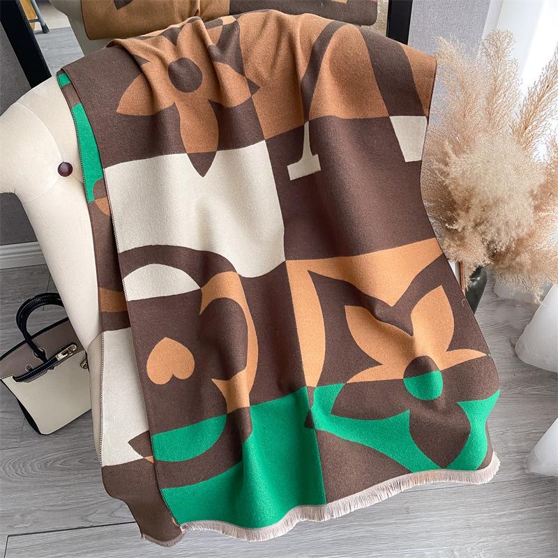 Scarf Women'S Autumn And Winter New Item Cashmere Blend Double-Sided Color Warm Shawl Thick Long Scarf High-End Sense Fashionable And Versatile