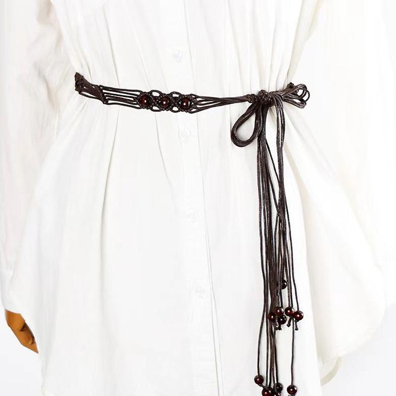 Ethnic Style Hand-woven Belt for Women's Skirt for Women Retro Tassel Thin Waist Chain Dress Waist-hugging Personality Accessories