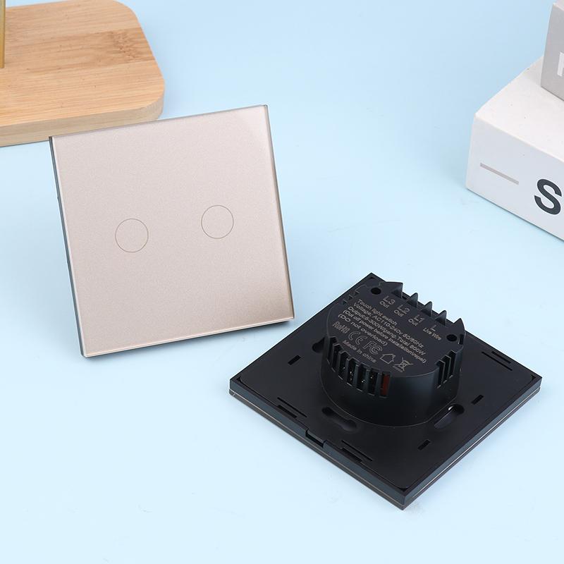 1/2/3-клавишный сенсорный выключатель 1-клавишный Разъемы USB Type-C Настенные розетки Выключатель света с розетками Стеклянная панель Золотой
