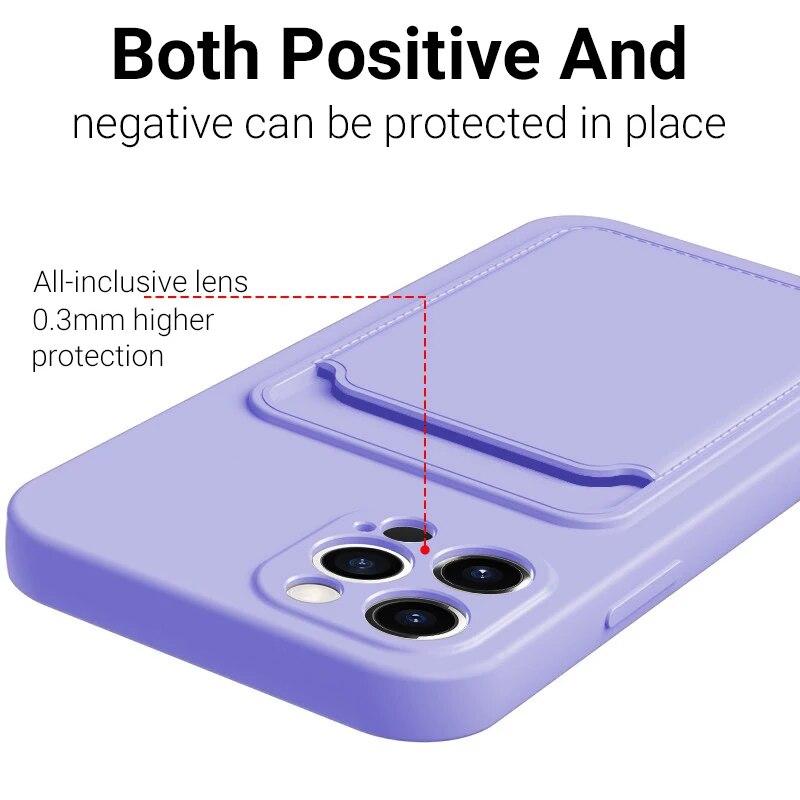 Soft Silicone Phone Case For iPhone 14 Pro Max Case iPhone 11 15 13 12 Pro Max XR XS 14 15 Plus 7 8 SE Wallet Card Holder Cover