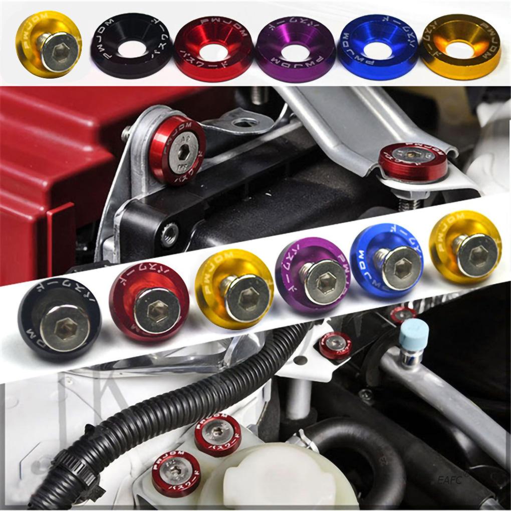 10pcs For M6 JDM Car Bumper Engine Concave Screws Modified Hex Fasteners Fender Washer Auto Part Accessories