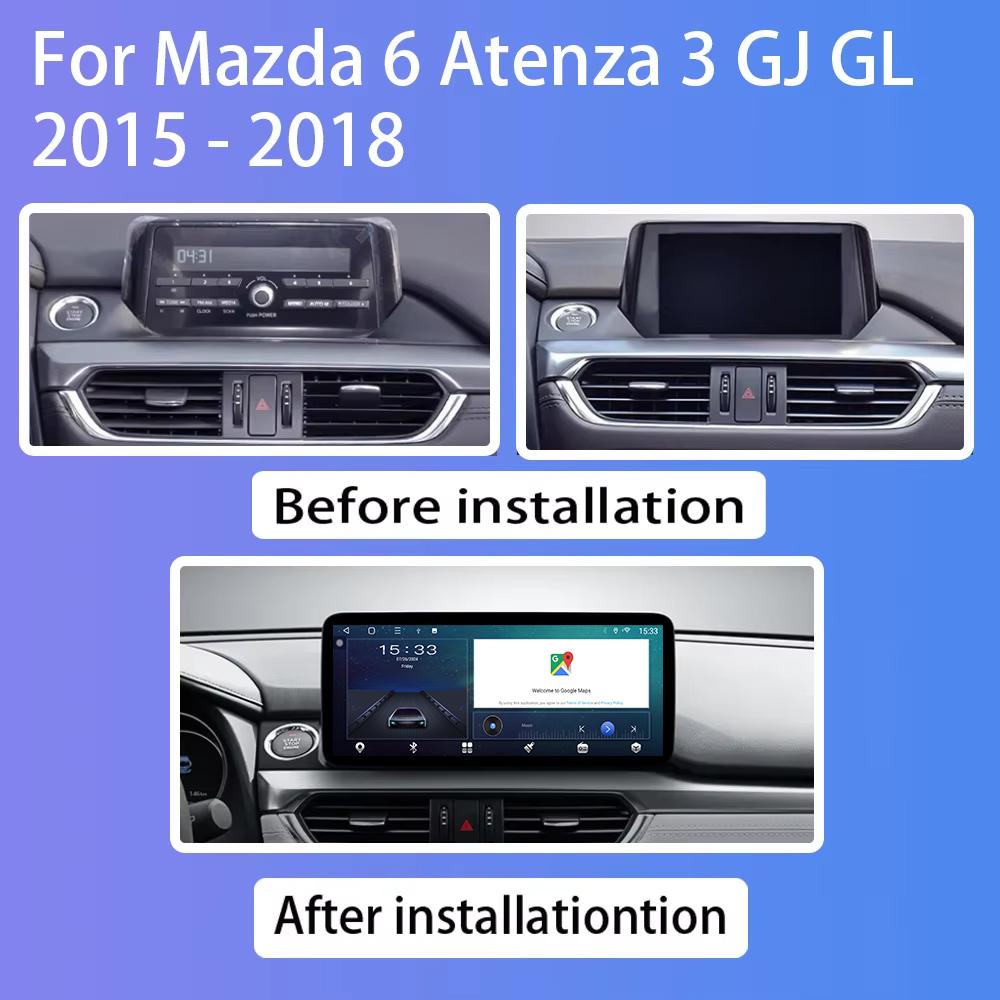 12,3-дюймовый Carplay Android Auto для Mazda 6 Atenza 3 GJ GL 2015 - 2018 Авто Радио GPS Навигация Мультимедийный Плеер НЕТ 2din DVD BT