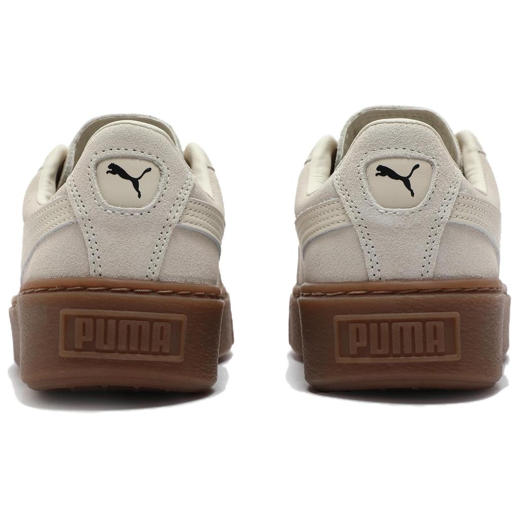 Puma Замшевая платформа CORE Женские Винтажные Низкие Скейт-Кеды Белоснежный Коричневый с Белой Подошвой 363559-19