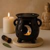 Oil Burner Cauldron Moon and Stars Black