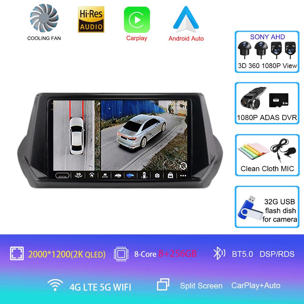 Автомобильное радио Android 14 Carplay Auto для Peugeot 2008 II 2 2019 2020 2021 GPS мультимедийный плеер стерео 360 камера видео 4G+WiFi DSP