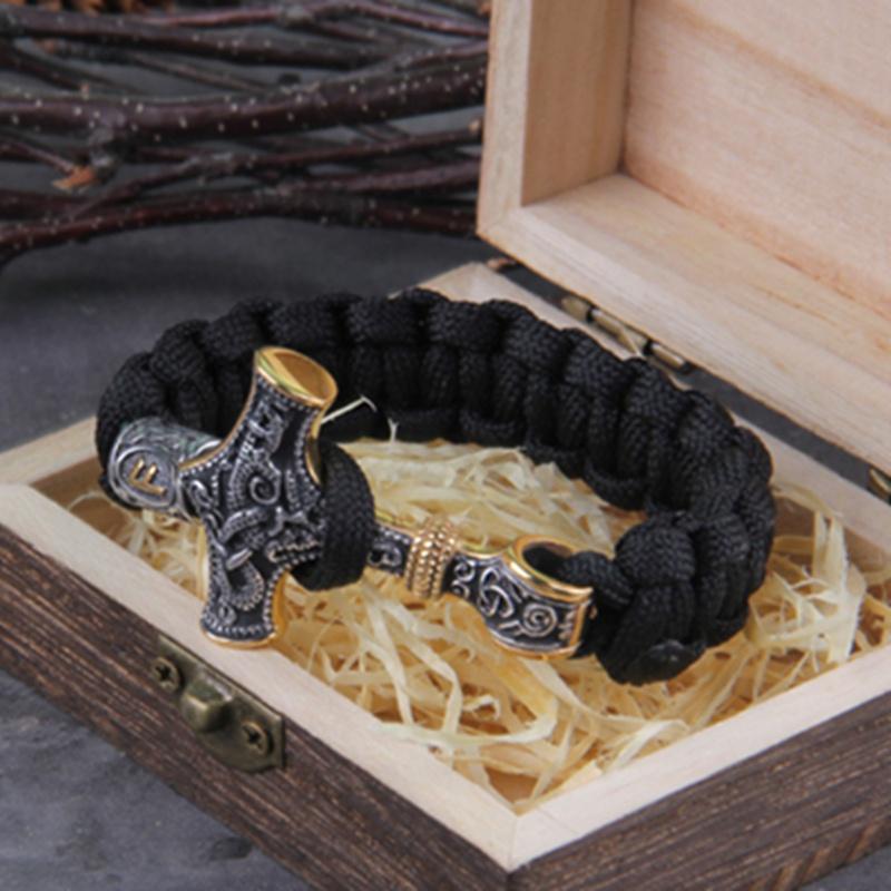 Новый кожаный браслет из нержавеющей стали 316L викингов MJOLNIR, браслет с молотком Тора, скандинавский мифологический амулет с рунами, лучший драгоценный камень