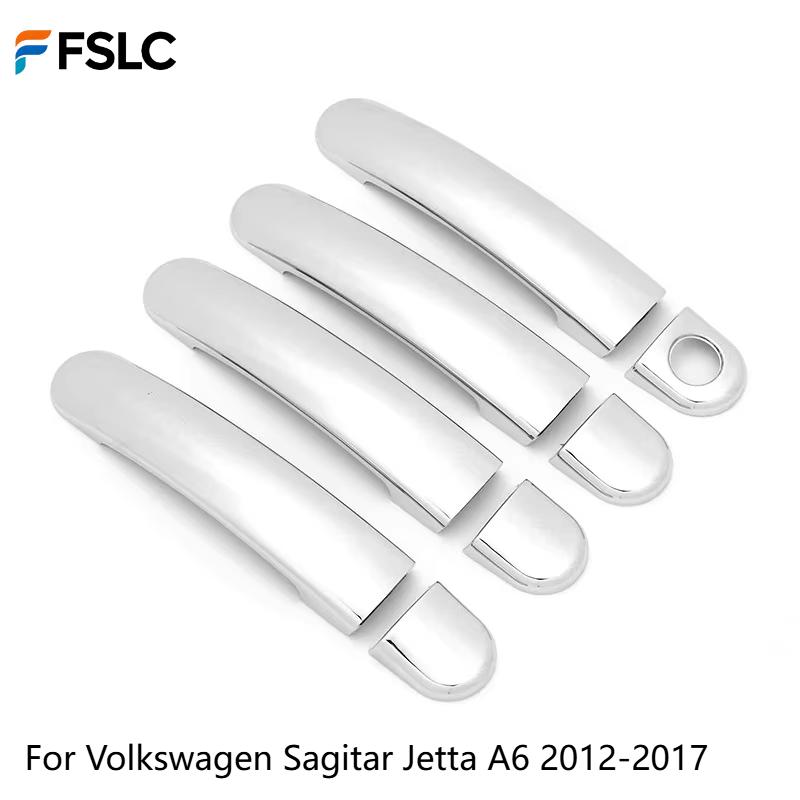 Car Door Handle Cover Trim Overlay Sticker Protector For VW Sagitar Jetta A6 2012-2017 Gloss Black Auto Exterior Parts