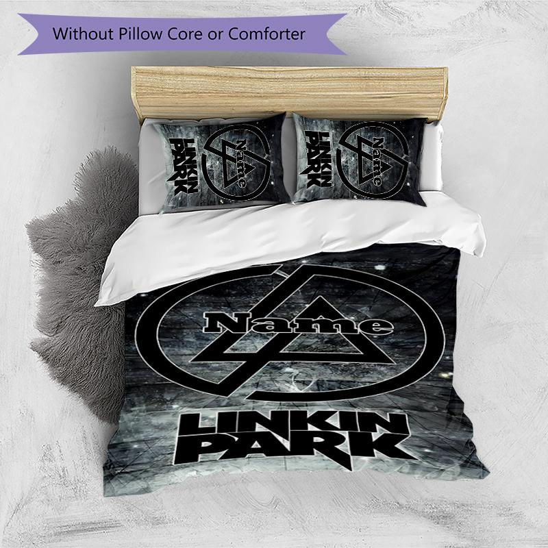 3pcs Custom Name Cartoon Linkin Park Bedding Set Duvet Cover Closure Includes 1 Duvet Cover & 2 Pillowcases for All Seasons Bedroom Decor