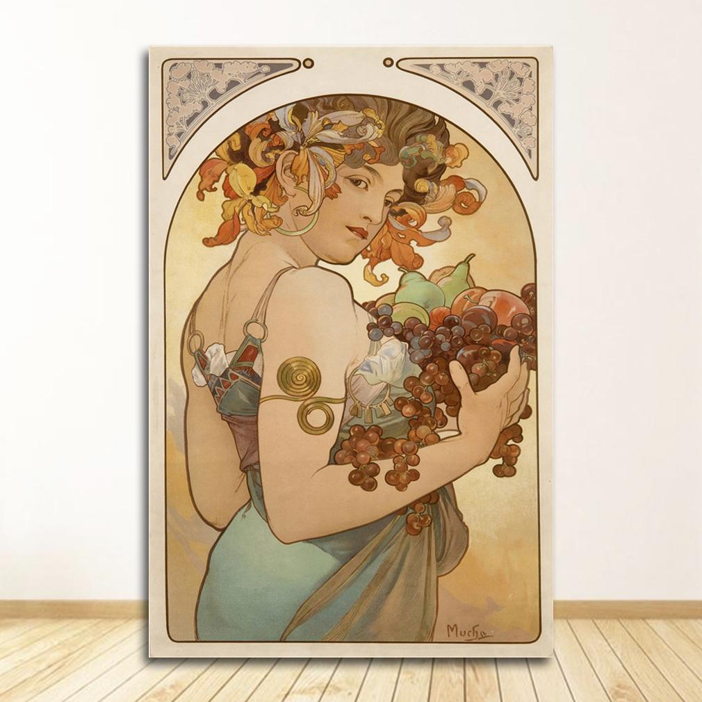 Винтажный декор комнаты тканевый настенный плакат с принтом шелковой ткани на заказ Альфонс Муха плакат холст плакат искусство украшение дома