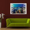 Night Canvas Painting Simulation The Window 3D Effect Wall Art Picture Print And Poster Sofa Background Home Decor Frame
