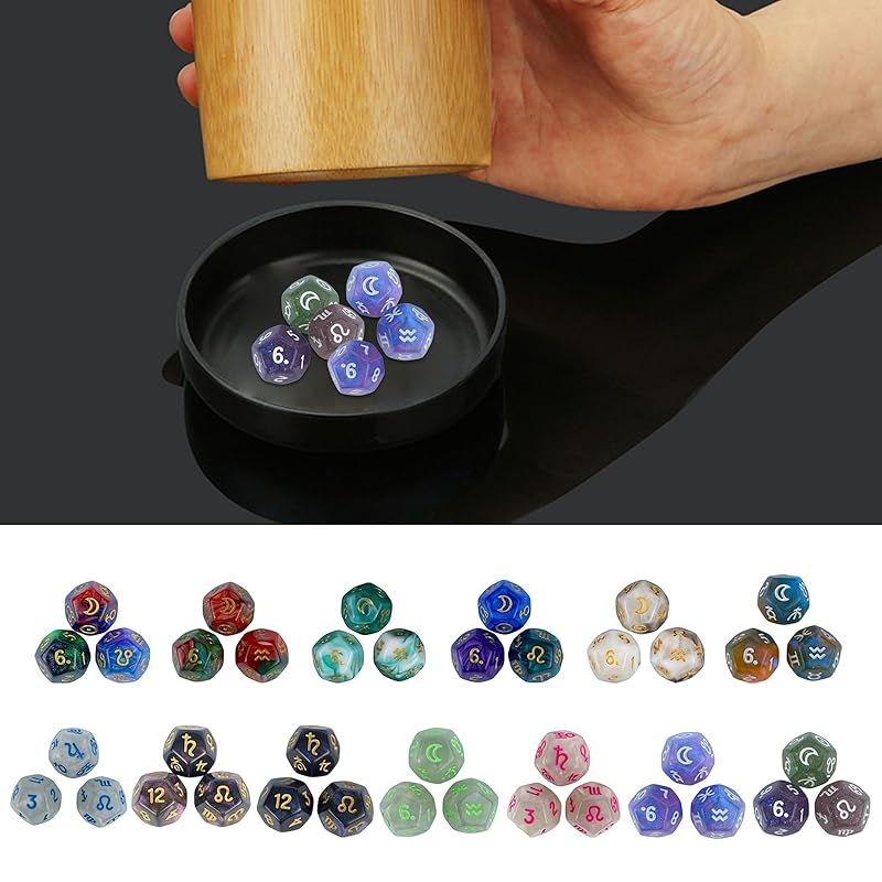 3pcs Acrylic Astrology Divination Dice 12-Sided Constellation Dice Tarot Game Accessories Divination Tools 12-Sided Acrylic Astrology Dice