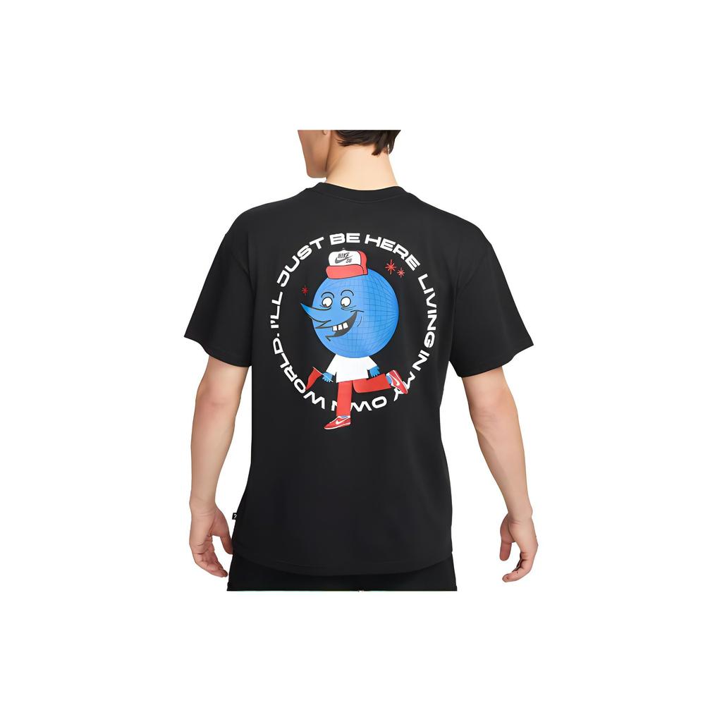 Nike Футболка-пуловер с коротким рукавом и узорчатым принтом, мужские топы, черного цвета FB8137-010