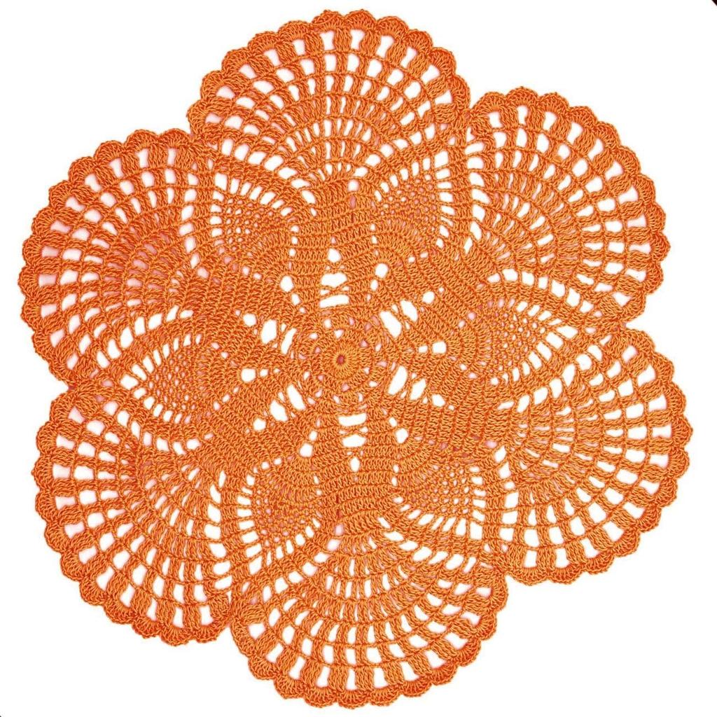 Handmade Crochet Lace Doily 15.5 inches to 17.5 inches Round 6 Petals Flower Placemats Coasters Vintage Doilies Vase Cup Mats (1, Light Blue)