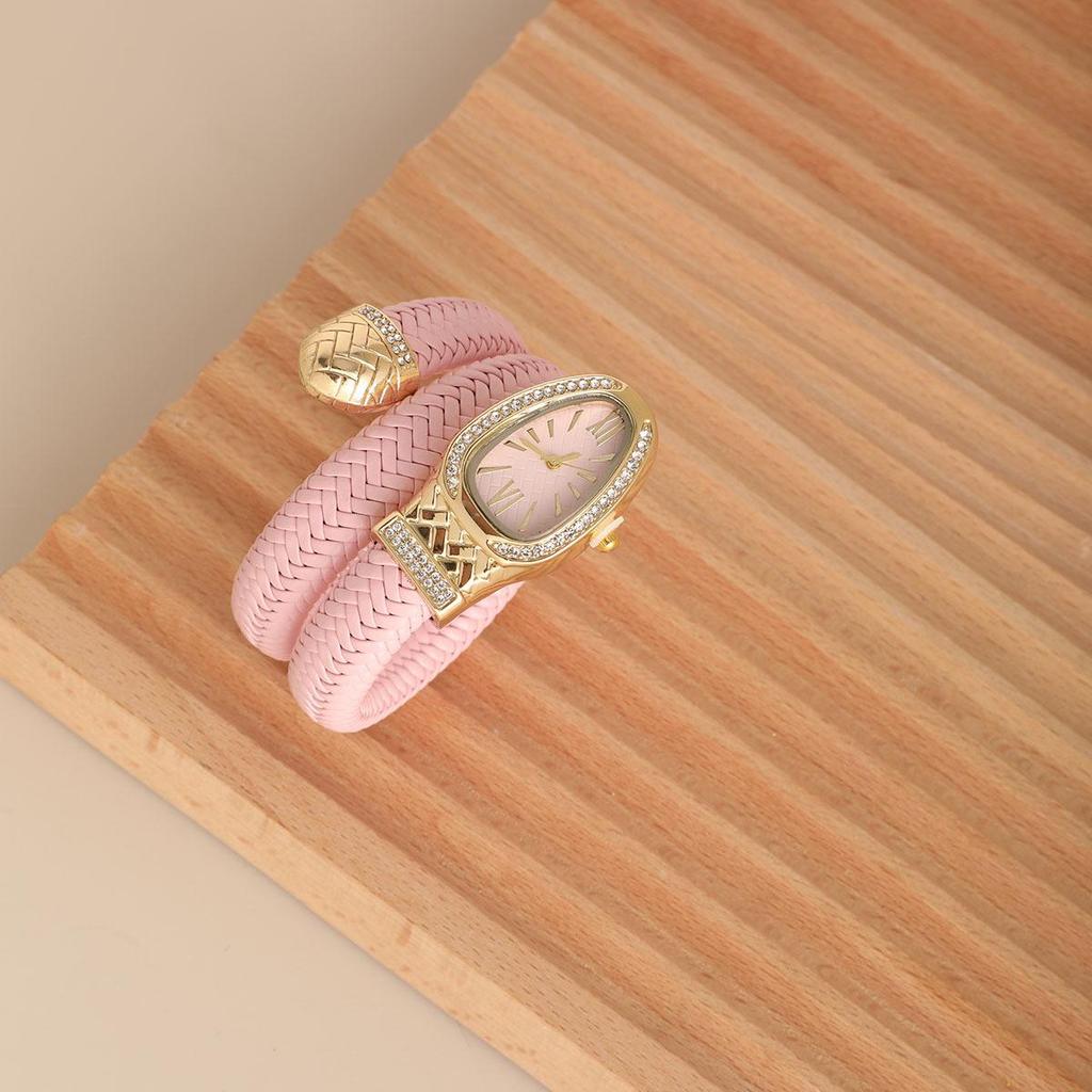 Модные женские кварцевые часы в форме змеи, плетеные, роскошные, со стразами, римский циферблат, наручные часы для девушек, часы Reloj Mujer