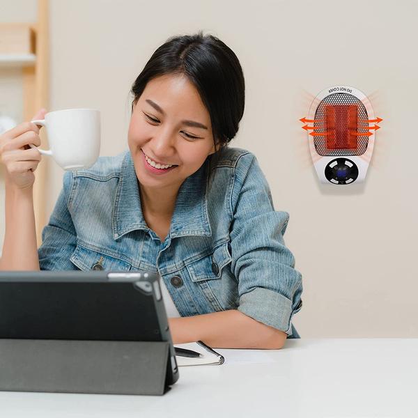 Настенный обогреватель Alpha Heater мощностью 500 Вт, мини-портативный обогреватель, обогреватель с дистанционным управлением, регулируемым термостатом, таймером и светодиодным дисплеем