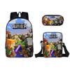 Minecraft Cartoon Game Character Printed Children Large Backpack Capacity