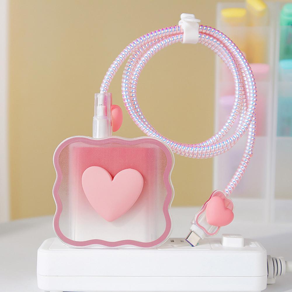Applicable To Apple Data Cable Protective Cover Charger 18-20W Anti-breakage Winder Cute Flower Animal Advanced INS Style