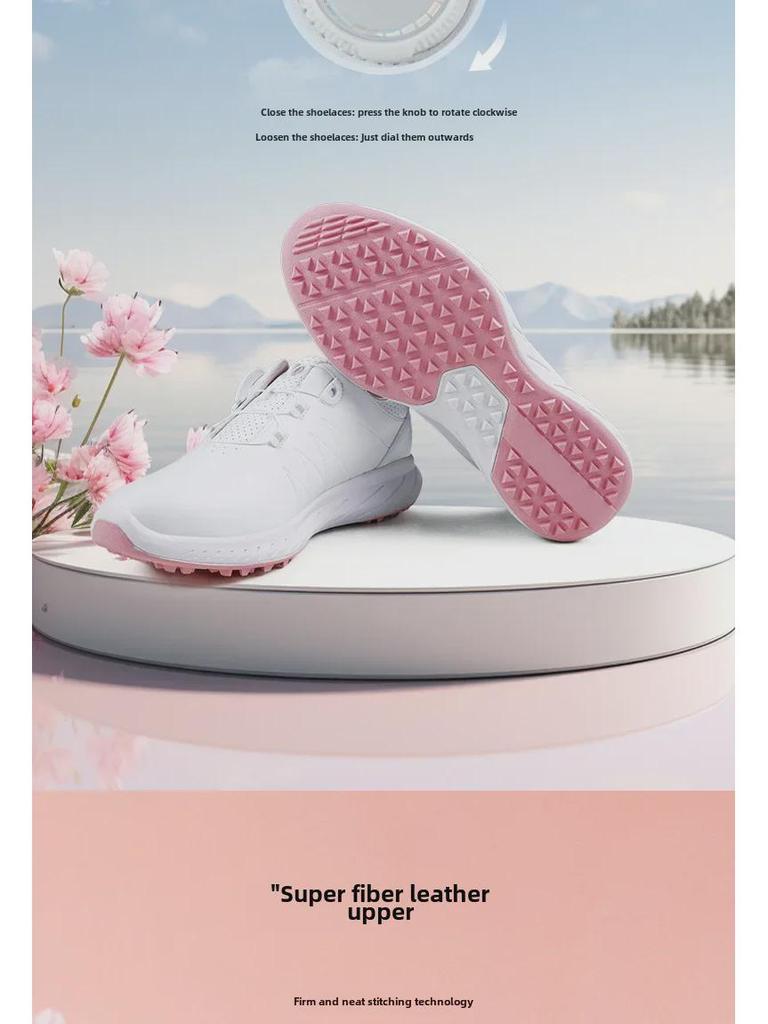 Женские водонепроницаемые туфли для гольфа с пряжкой-кнопкой, эластичными шнурками, нескользящими фиксированными шипами