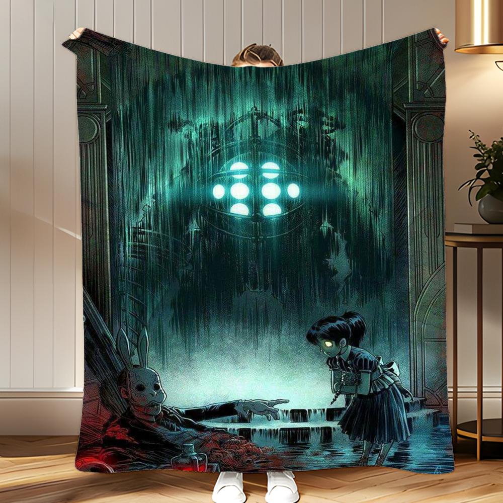 game derivative Bioshock Rapture Throw Soft Coral Fleece Blanket 310gsm Fluffy Warm Throw for Sofa Bed Couch Bedroom Decor
