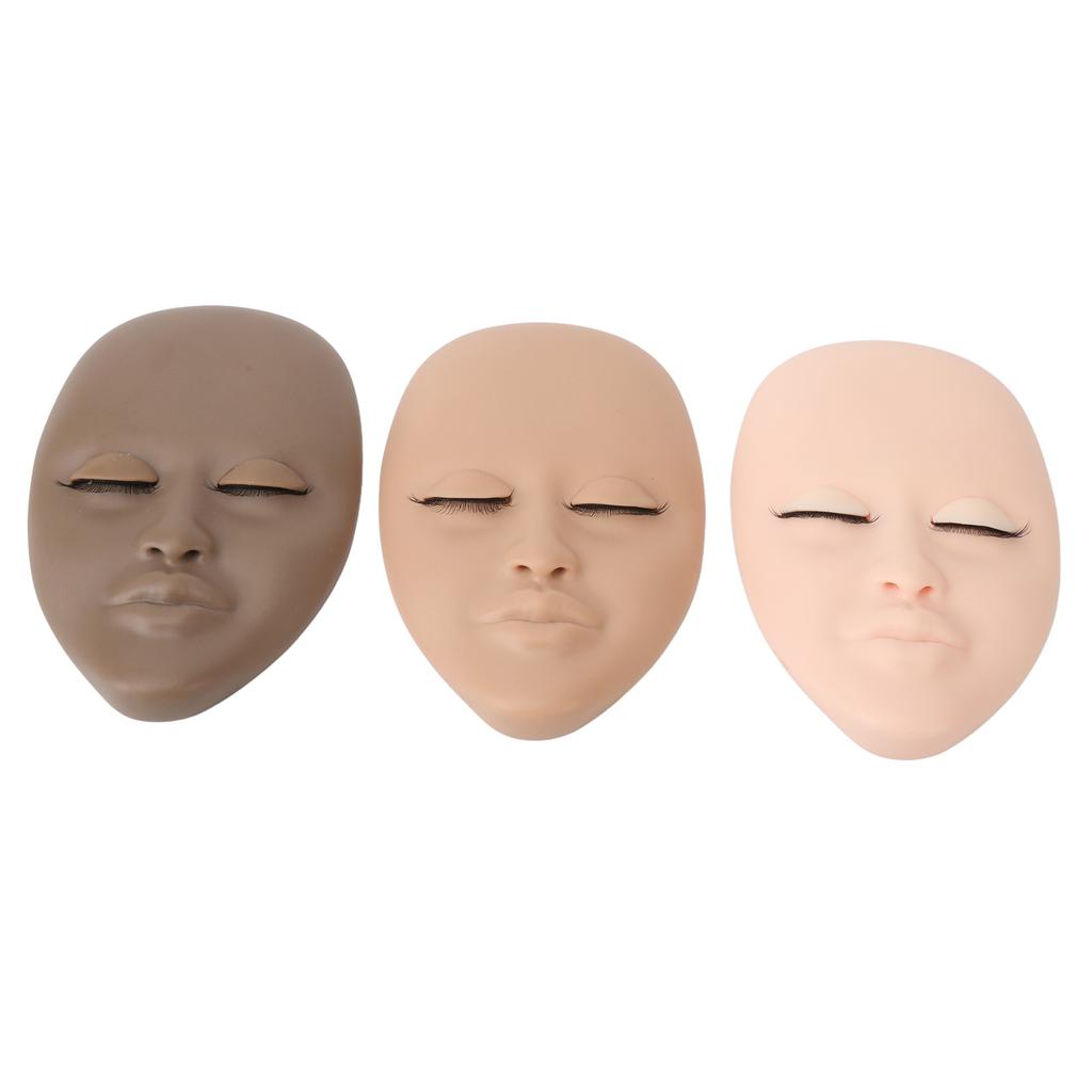 3шт. Головка манекена для наращивания ресниц, учебная головка для практики со съемными веками, двойная