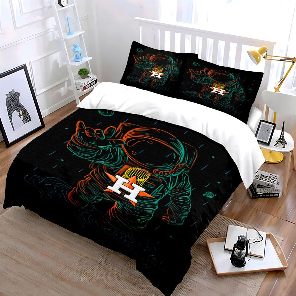 "Neon Astronaut with H-Star Logo" Print Bedding Set Duvet Cover Pillowcases (1* Duvet Cover 2* Pillowcases Do Not Include Comforter)